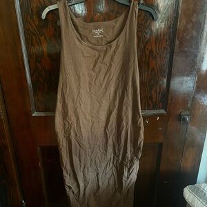 Fitted Brown Sleeveless maternity dress